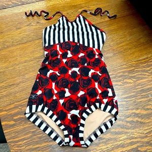 Kandi Kouture rose print halter style leotard